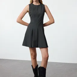 Trendyol Checked Fit & Flare Dress-image-93