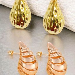 DressBerry Set Of 2 Teardrop Shaped Studs-12