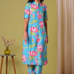 KALINI Women Floral Printed Kurta with Trousers-picture-23