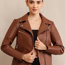 TBOJ Women Leather Lightweight Crop Outdoor Leather Jacket-image-75