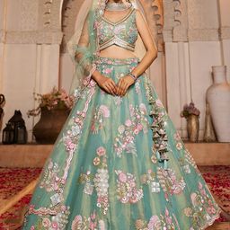 panchhi Embroidered Beads and Stones Semi-Stitched Lehenga & Unstitched Blouse With Dupatta-picture-16