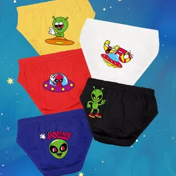 NUSYL Boys Pack Of 5 Printed Cotton Mid-Rise Seamless Basic Briefs NUBCBRFPO5.0058-image-15