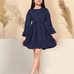 YK Striped Puff Sleeve Crepe Fit & Flare Mini Dress-image-79