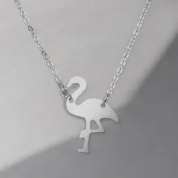Goldnera Girls 925 Sterling Silver-Plated Flamingo Pendant with Chain-54