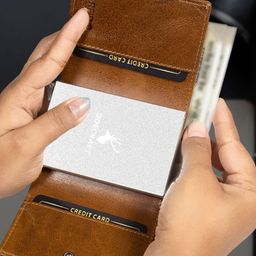 DOECRAFT Men Self Design Leather Two Fold Wallet image 2