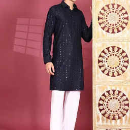 Pro-Ethic STYLE DEVELOPER Men Regular Sequinned Kurta with Pyjamas image 5