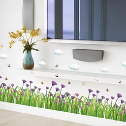 INDIAN ROYALS White & Purple Floral Printed Self-Adhesive & Durable Wall Sticker-image-73
