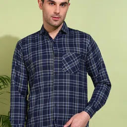 Metronaut Men Classic Tartan Checks Opaque Checked Casual Shirt-image-40