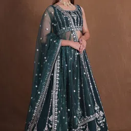 JIHU CULTURE Embellished Semi-Stitched Lehenga & Unstitched Blouse With Dupatta-picture-44