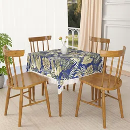 Kuber Industries Blue & Brown Ethnic Motifs Waterproof 4-Seater Square Table Cover-14