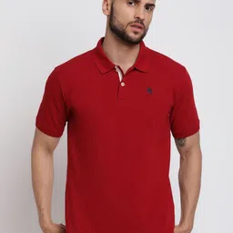 Cantabil Men Solid Polo Collar Cotton T-shirt-image-83