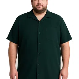 Colorchakra Men Plus Size Comfort Fit Textured Cuban Collar Cotton Casual Shirt-picture-25