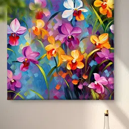 Myntra Elegant Homes Blue & Yellow Floral Printed Canvas Wall Art-image-58