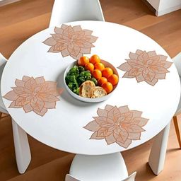 MONKDECOR 4-Pcs Cutwork Flower Design Kitchen Dining Table Placemats-32