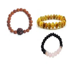 Divine souvenirs Unisex Set Of 3 Artificial Beaded Elasticated Bracelets-95