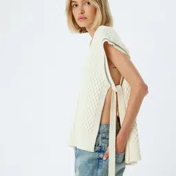 Koton Self Design Tie-Up Waistcoat image 5