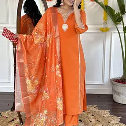 Siya Fashion Women Floral Embroidered Regular Thread Work Kurta with Trousers & With Dupatta-picture-29