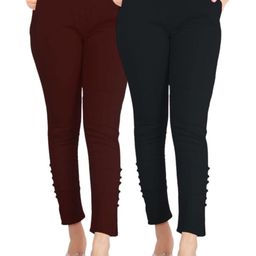 SAJATA Women Black Cotton Casual Cigarette Trousers-picture-15