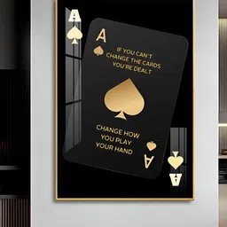 THE NEXT DECOR Black & Gold-Toned Luxe Ace Of Spades Glass Finish Vertical Wall Art-image-44