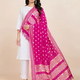 WEAVERS VILLA Ethnic Motifs Woven Design Cotton Dupatta-image-36