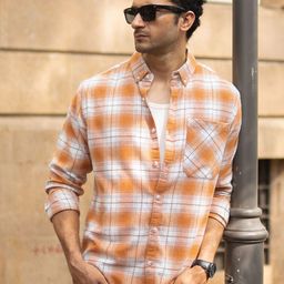 Powerlook Windowpane Checked Pure Cotton Shirt-image-4