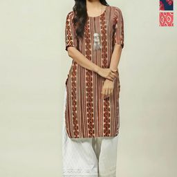 Anouk Rustic Selection Of 3 Striped Round Neck Straight Kurtas-25