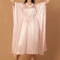 Blissence Women Striped Maxi Kaftan Nightdress-image-90