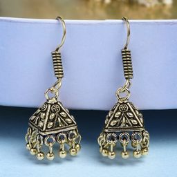 Anouk German Silver Gold-Plated Oxidised Dome Shaped Jhumkas-45