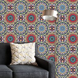 ArtzFolio Printed UV-Resistant Anti-Bacterial Boho Mandala Flowers Peel & Stick Wallpaper-image-93