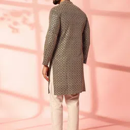 Anouk Men Embroidered Regular Thread Work Pure Cotton Kurta with Pyjamas image 3
