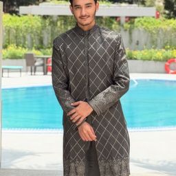 KISAH Embroidered & Embellished Kurta Indowestern Sherwani Churidar Set-picture-10