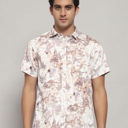 Cantabil Floral Printed Short Sleeves Cotton Shirt-image-1