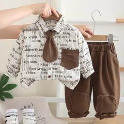 INCLUD Boys Typography Printed Shirt With Trousers-picture-39