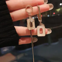 SEAA ENTERPRISES Brass-Plated Enamelled Square Shaped Drop Earrings-7