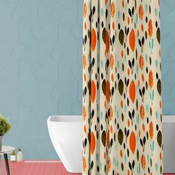 ArtzFolio Beige & Orange Coloured Printed Waterproof Shower Curtain-30