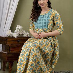 CLOTHYCORP Floral Printed Pure Cotton Maternity Anarkali Kurti-image-101