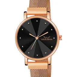 LOUIS DEVIN Women Brass Embellished Dial & Bracelet Style Straps Analogue Watch LD-RG173-BLK-image-75