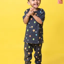 Orange Sugar Unisex Kids Printed T-shirt with Pyjamas-53
