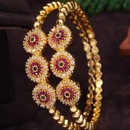Anouk Set Of 2 Gold-Plated American Diamond Studded Micro Polish Bangles-75