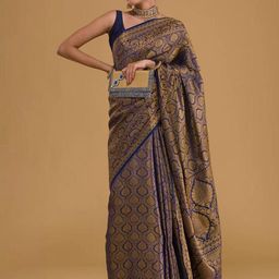 CANBIA Woven Design Zari Silk Blend Banarasi Saree-image-83