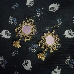 ZURIKRISHA Set Of 2 Artificial Stones Studded & Beads Beaded Dome Shaped Jhumkas-32