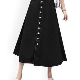 Tripursundari Fashion Maxi A-Line Denim Skirt-image-92
