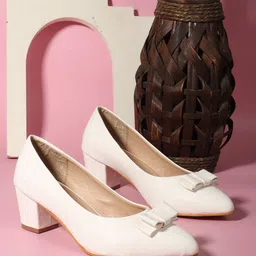 BIG BIRD FOOTWEAR Embellished PU Flatform Pumps with Bows-19
