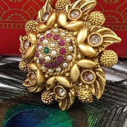 SGA FASHION Gold Plated American Diamond Stone Studded & Beaded Finger Ring-image-32