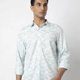 MARK & ALBERT Men India Slim Fit Spread Collar Geometric Printed Cotton Casual Shirt-image-58