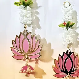 Nutts 2-Pcs Pink & Yellow Wooden Lotus Hanging FestiveDecor-image-28