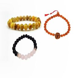 Divine souvenirs Unisex Set of 3 Artificial Beaded Elasticated Bracelet-72