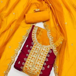 LeeliPeeri Designer Embroidered Unstitched Dress Material-image-93