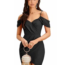 ZELZIS Women Shoulder Strap Party Wear Knee Length Dress-23