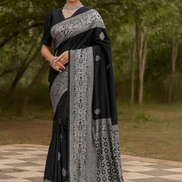 Moda Rapido Black Silk Cotton Woven Design Sarees-picture-44